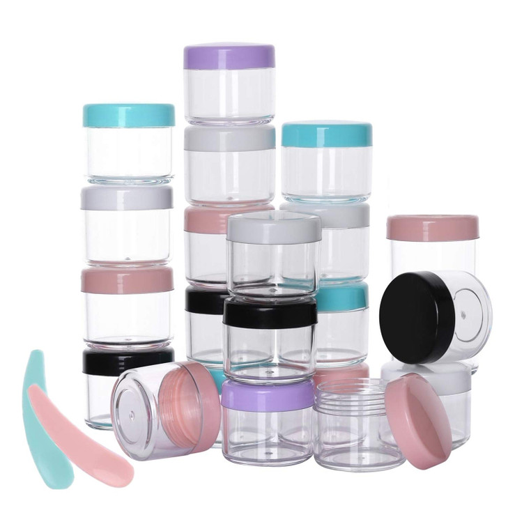 Refillable Cosmetic Sample Jars 100 Pack 20g 07oz Milti Color Small Travel Containers with Lids 10 Mini Makeup Spatulas