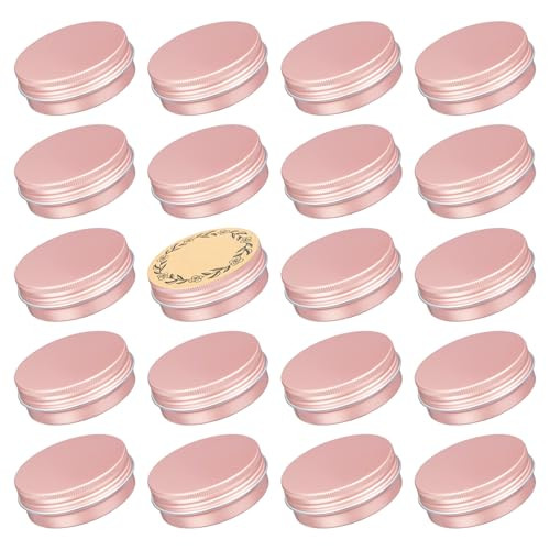 2 oz 60ml Screw Top Aluminum Tin Jar with Screw Lid and Blank Labels Pack of 23 Rose Gold
