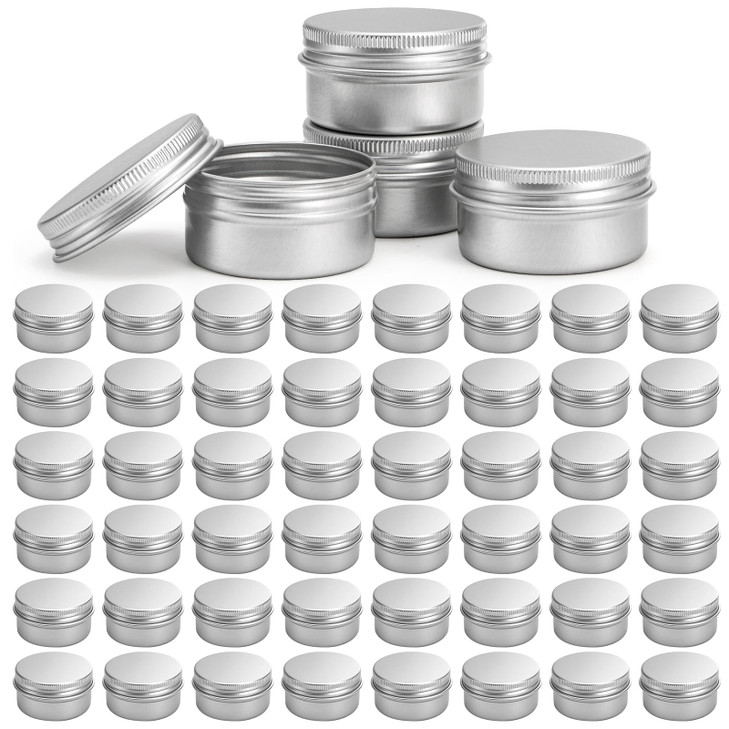 Tosnail 48 Pack 1 Oz 30 ML Mini Metal Round Tins with Screw Lids 185 Inch Empty Sample Jars Travel Storage Containers