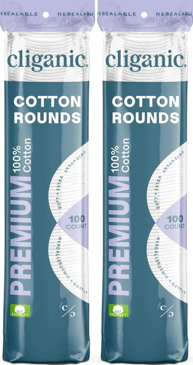 Cliganic Premium Cotton Rounds for Face 200 Count Makeup Remover Pads Hypoallergenic LintFree 100 Pure Cotton Packaging