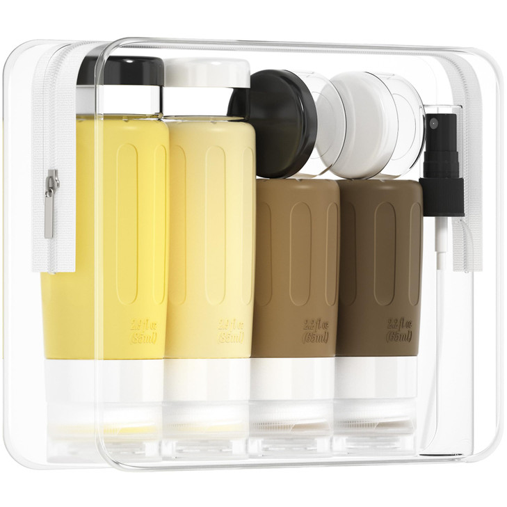 Morfone 16 Pack Silicone Travel Bottles Set for Toiletries TSA Approved Travel Containers Leakproof Squeezable Refillabl