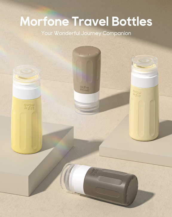 Morfone 16 Pack Silicone Travel Bottles Set for Toiletries TSA Approved Travel Containers Leakproof Squeezable Refillabl