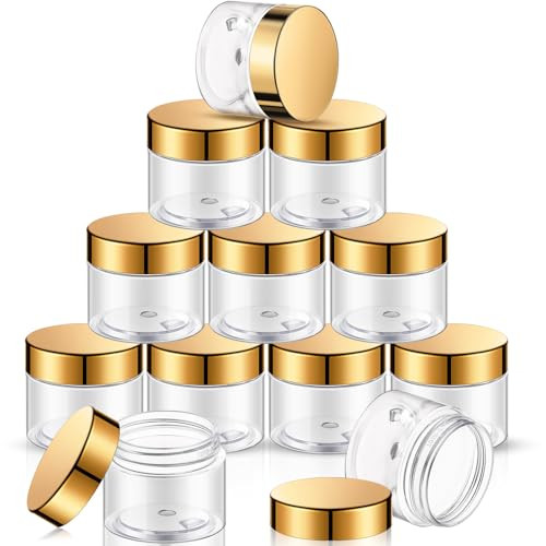 Patelai 16 Pack 2 oz Empty Slime Container Jars with Lids Round Clear Plastic Jars Wide Mouth Refillable Storage Organiz