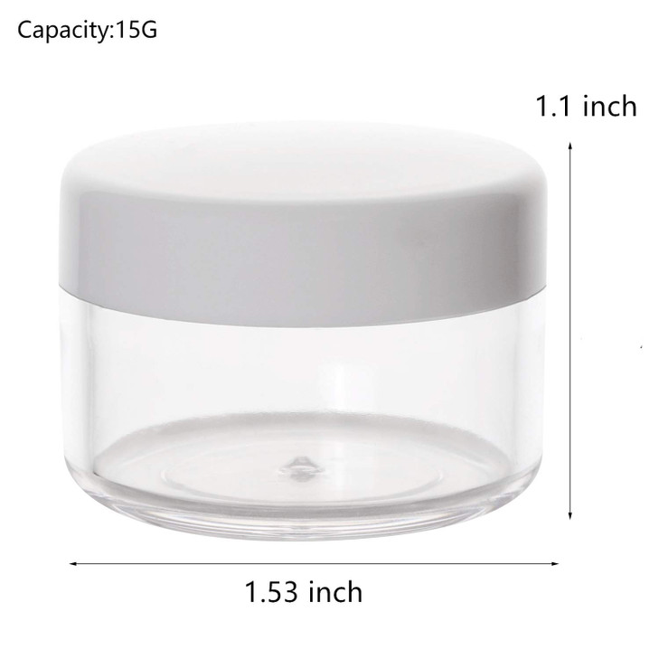 100 Count Empty Makeup Jars 15g Cosmetic Containers with Lids Leak Proof Sample Containers Refillable Plastic Containers