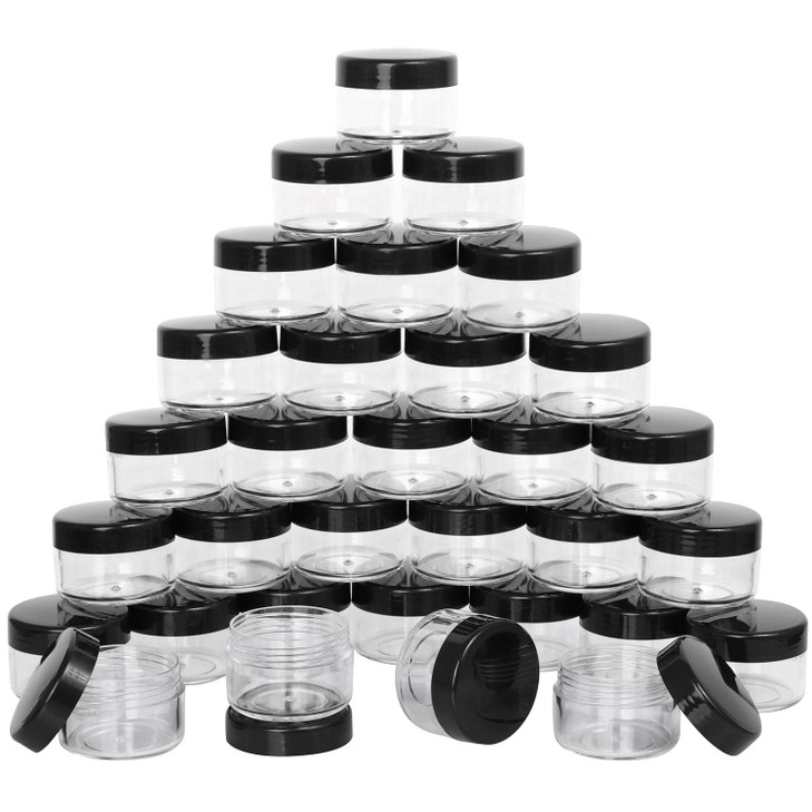 100 Count Small Sample Containers Makeup Jars 15 Gram Cosmetic Containers with Lids Black Traveling Jars Empty Bottles f