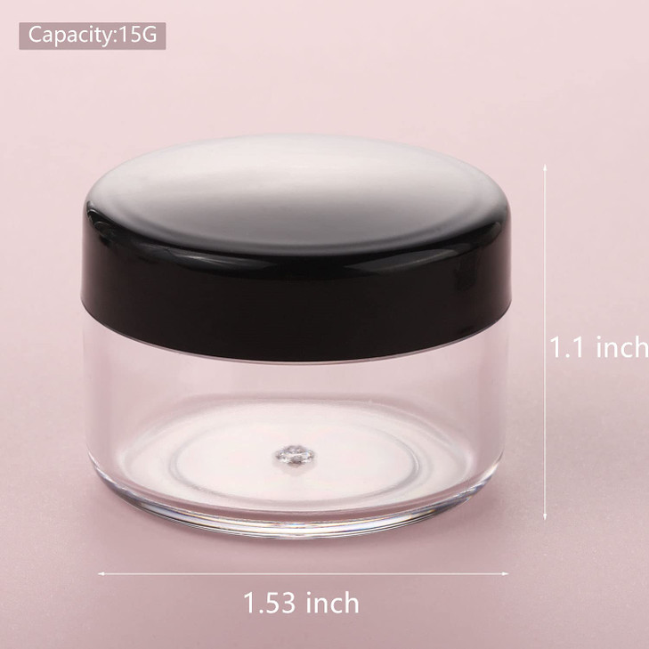 100 Count Small Sample Containers Makeup Jars 15 Gram Cosmetic Containers with Lids Black Traveling Jars Empty Bottles f