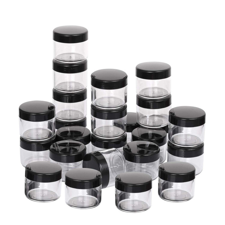 100 Count Refillable Cosmetic Containers with Lids 20 Grams Black Makeup Sample Jars for Beauty Products Black