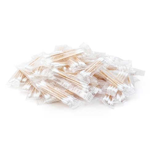 200 Pack Cotton Swabs Individually Wrapped Cotton Swab Individually Wrapped Double Tipped Wooden Sticks for Ear Makeup4p