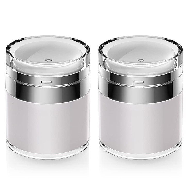 Airless Pump Jar 17 oz Airless Pump Bottles Travel Lotion Container Vacuum Dispenser for Cream LeakProof TSAFriendly Des