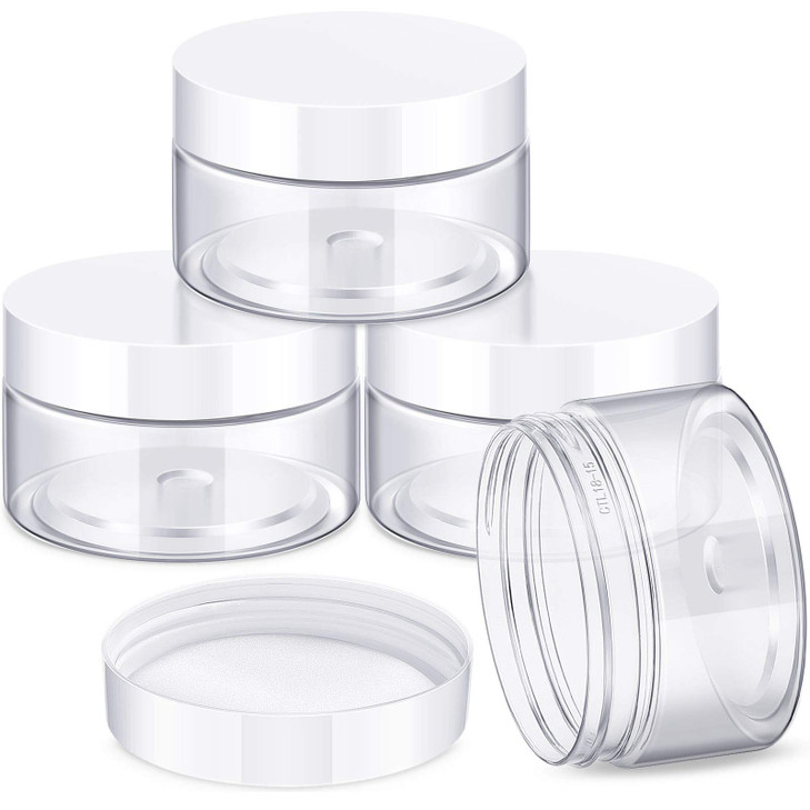 Patelai 4 Pieces Round Widemouth Leak Proof Plastic Container Jars with Lids for Travel Storage Makeup Beauty Products F