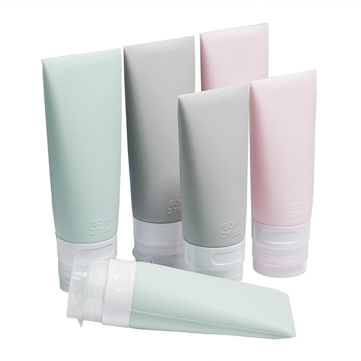 Portable Soft Silicone Travel bottles Set 6 Pack Leakproof Silicone Travel BottlesCosmetic Toiletry ContainersPinkGreenG