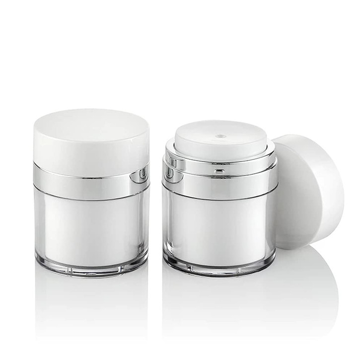 Furnido 2 Pack 17 oz Refillable Airless Pump Jars With Lid Empty Acrylic Makeup Cosmetic Containers for Thick Moisturize