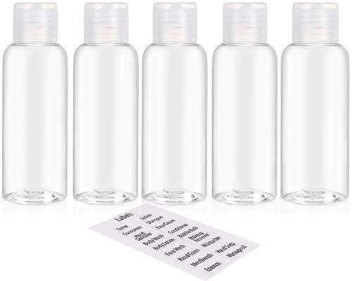 DNSEN 5 Pack 34oz Empty Plastic Travel Bottles for Toiletries TSA Approved Leak Proof Squeezable Travel Size Containers