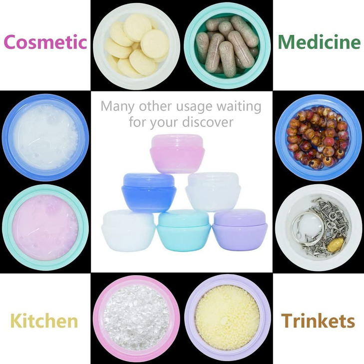 VEAIDE Plastic Small Travel Containers for Toiletries TSA Approved Leakproof Refillable Cosmetics Makeup Jars with Lids