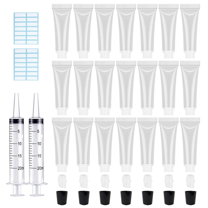 AMORIX 50PCS 10ml Black Lip Gloss Tubes Empty Clear Lip Balm Containers Refillable Soft Cosmetic Squeeze Tubes for Lip G