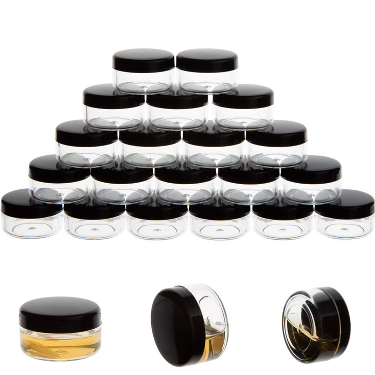 ZEJIA 10 Gram Sample Containers 20 Count Cosmetic Containers with Lids Refillable Empty Sample Jars Small Plastic Contai