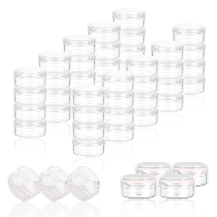 ZEJIA 3 Gram Sample Containers with Lids 50 Count Tiny Sample Jars 3ML Makeup Cosmetic Containers for Lip Balms Lotion P