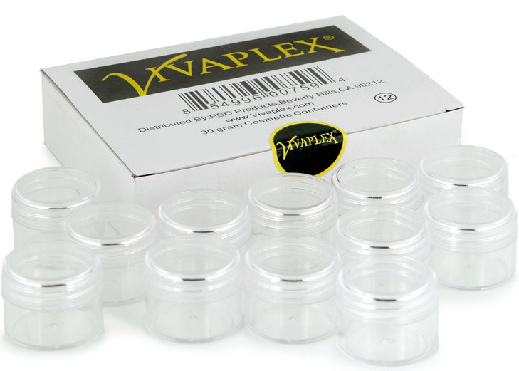 Vivaplex 12 Clear 1 oz Plastic Pot Jars Cosmetic Containers With Lids