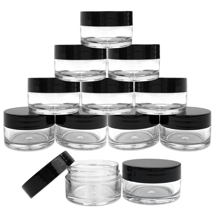 Beauticom 12 Piece 20g20ml USA Acrylic Round Clear Jars with Lids for Lip Balms Creams Make Up Cosmetics Samples Ointmen