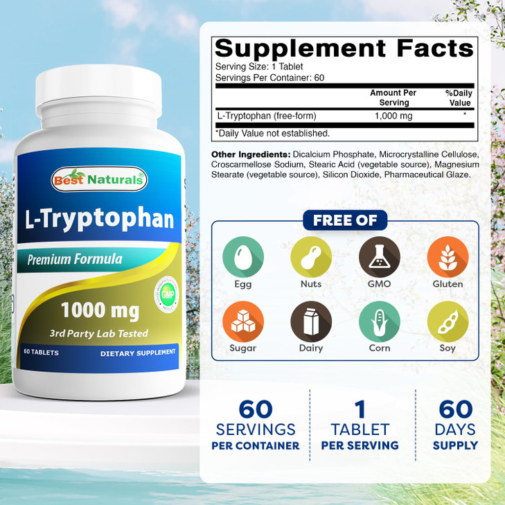 Best Naturals LTryptophan 1000 mg 60 Tablets