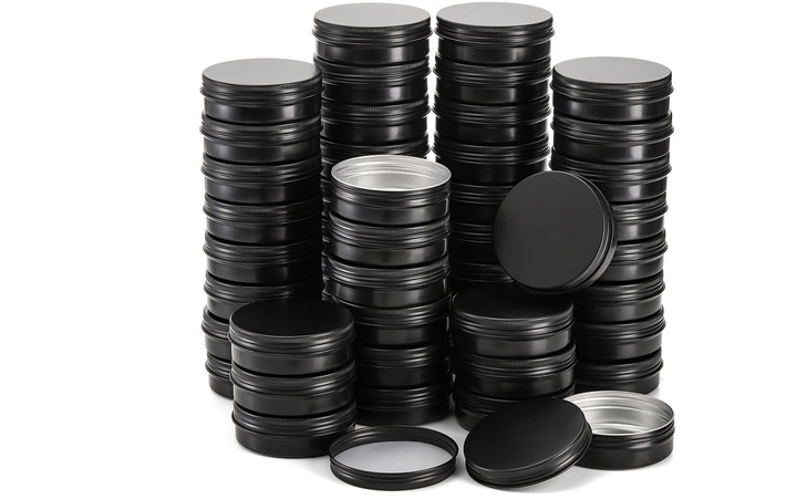 Foraineam 60 Pack 2 oz Round Lip Balm Tin Cans Cosmetic Sample Containers with Screw Lid Aluminum Empty Tins for Salve P