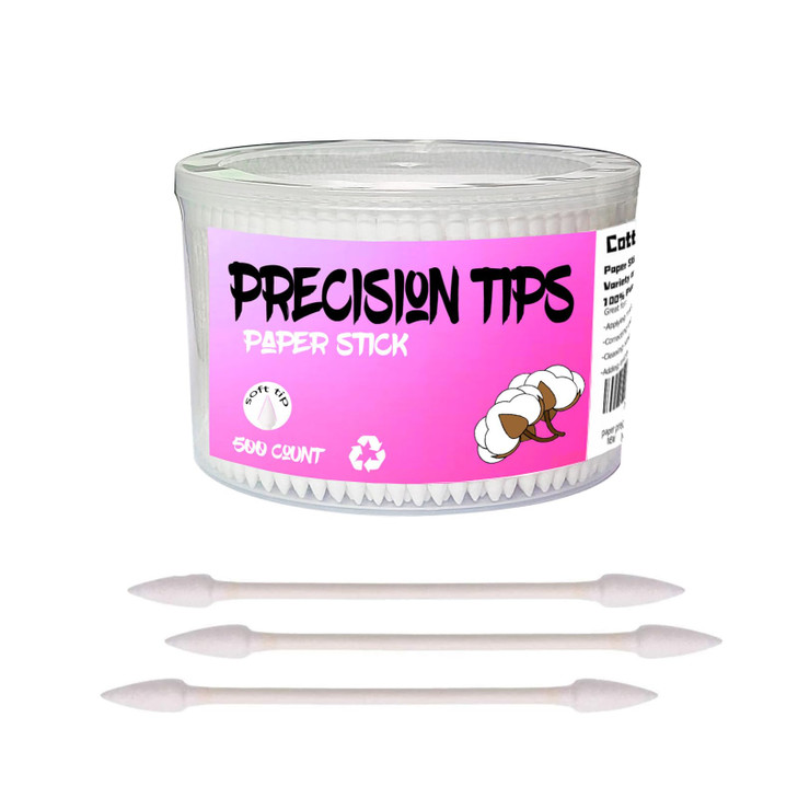 Pointed Tip Cotton Swabs500 count Cotton BudsDouble Precision Tips with Paper Stick for Personal Care and Makeup