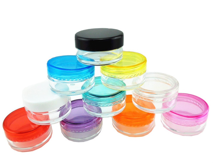 yueton10 Empty Clear Boday Multi Color Top Lid Plastic Sample Containers 5 Gram Size Cosmetic Containers Pot Jars Eyshad