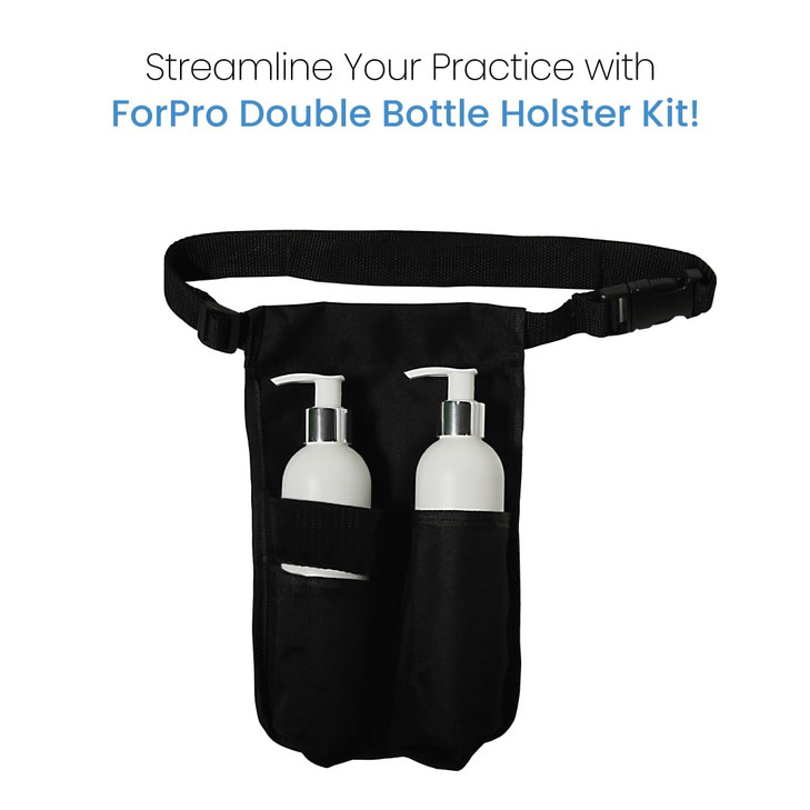 ForPro Double Bottle Holster Kit Features Durable Cordura Fabric Adjustable Strap Includes Two 8 Ounce Bottles Black