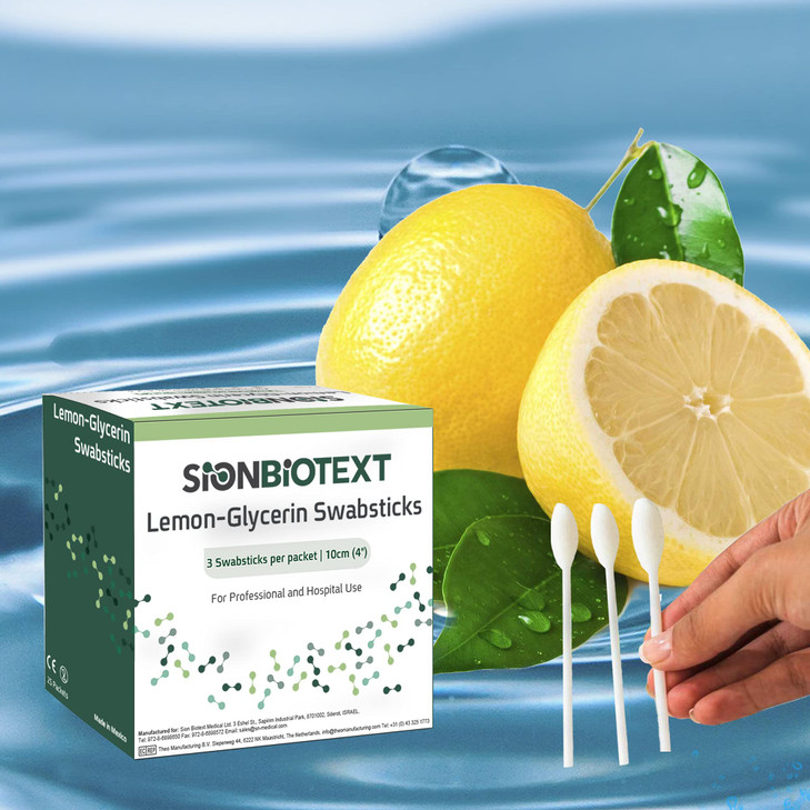 SION BIOTEXT LemonGlycerin Swabsticks Gently Soothes Minor Soreness Mouth Irritation Refreshes Dry Mouth Moistened Swabs