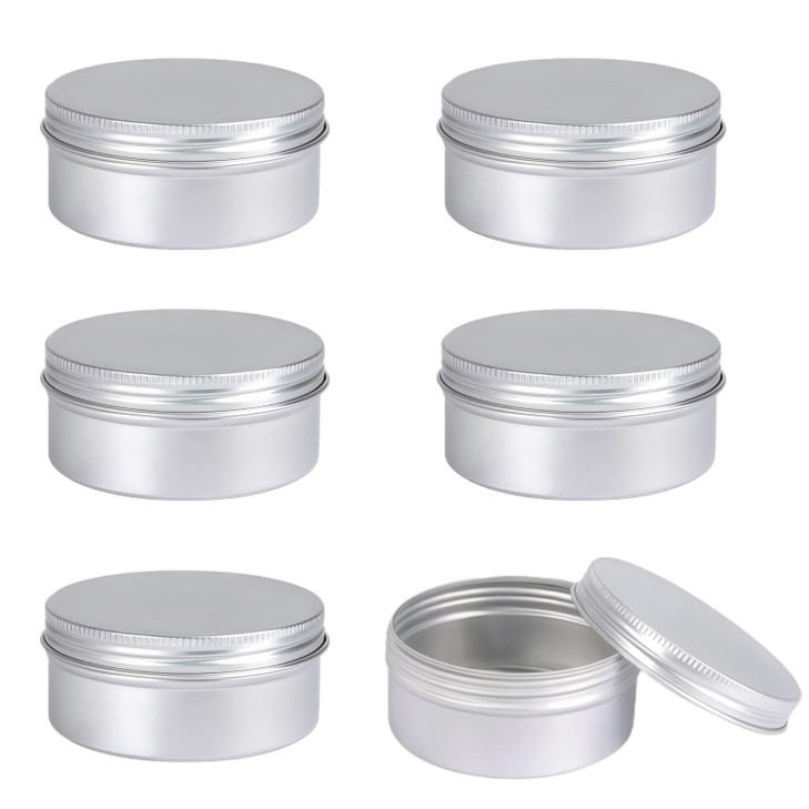 6PCS 120 ML 4oz Round Aluminum Jars Tins Cosmetic Sample Containers With Screw Top For Beard Balm Salve Lip Balm Crafts