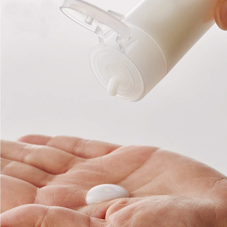 Onwon 6 Pcs 30 ml1 oz Empty Plastic Sample Travel Size Plastic Empty Squeeze Bottle Container Jar Pot Vial with Flip Lid
