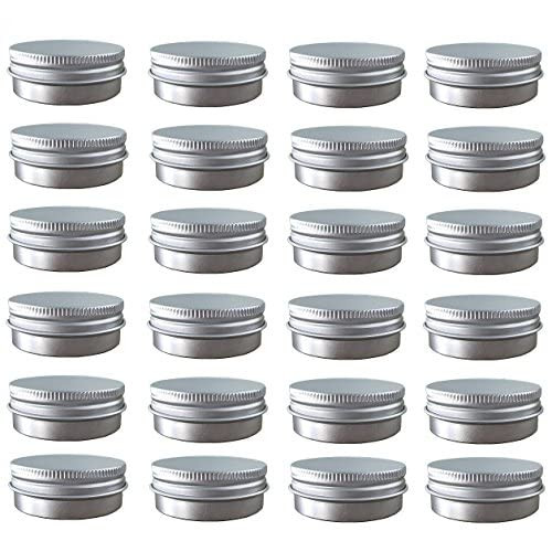 JOYWEE Aluminum Tin Jars Cosmetic Sample Metal Tins Empty Container Bulk Round Pot Screw Cap Lid Small Ounce for Candle