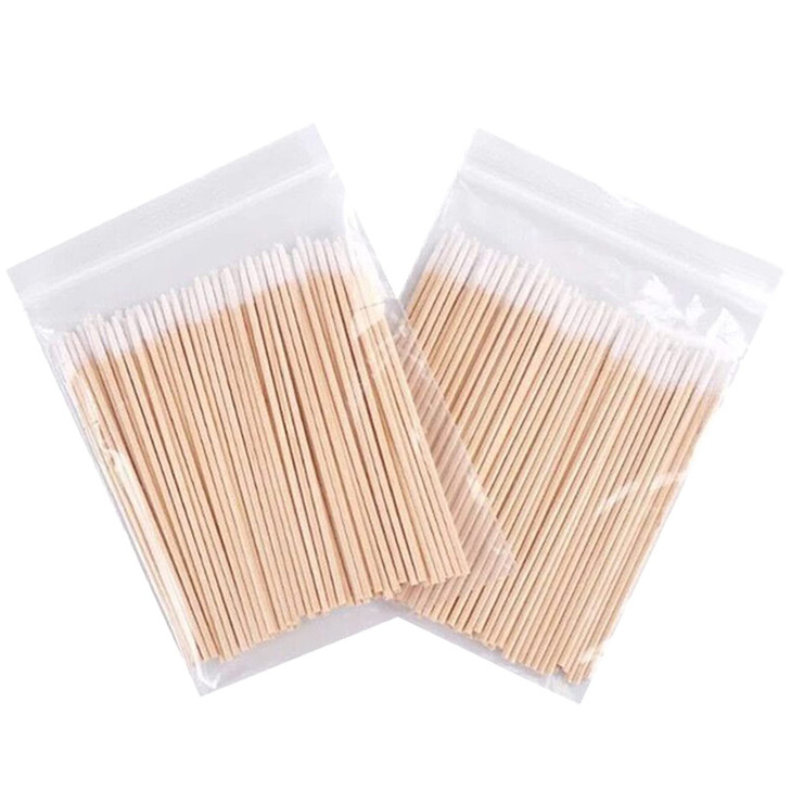 300pcspack Short Wood Handle Small Pointed Tip Head Cotton Swab Eyebrow Tattoo Beauty Makeup Color Nail Seam Dedicated D