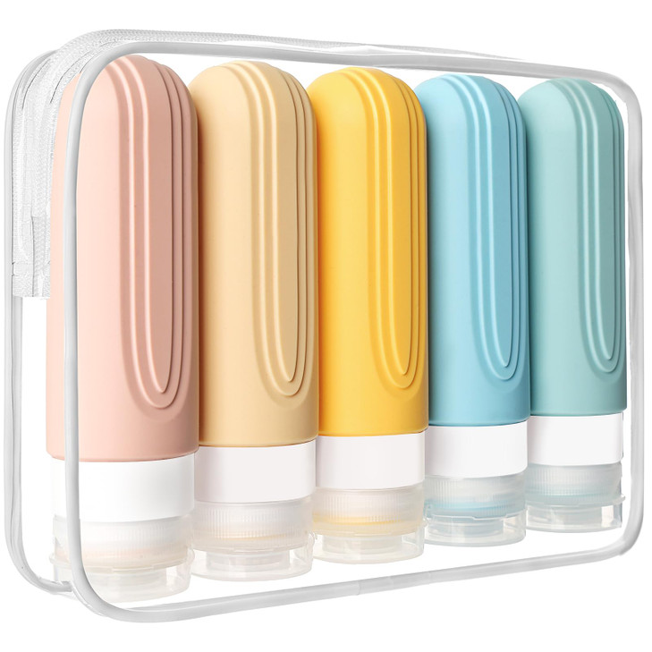 CHEODIN Travel Bottles for Toiletries 5 Pack TSA Approved Travel Size Containers 3oz Leak Proof Refillable Travel Access