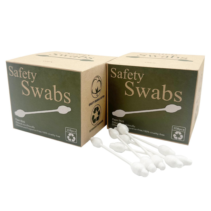 2 Packs Safety Cotton Swabs with Large Tip Baby Cotton Buds 216pcs