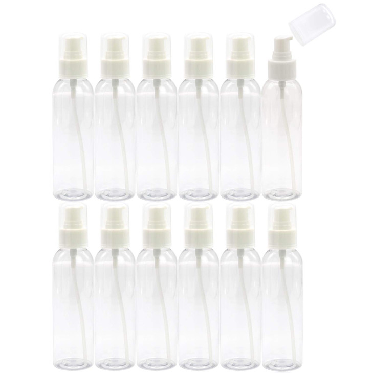 TRENDBOX 12 Pack Plastic Empty Bottles with Duckbill Pump Cap for Shampoo Lotions Liquid Body Soap Cream 4 oz 120 ml