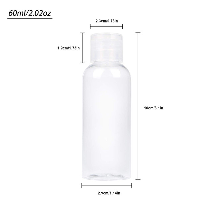 TRENDBOX 6 Pack Plastic Empty Bottles with Flip Cap for Shampoo Lotions Liquid Body Soap Cream 2 oz 60 ml