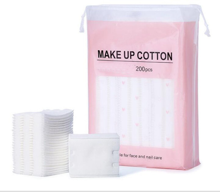 200 Pcs Rectangle Pure Organic Facial Makeup Cotton Pads Lint Free Cotton Remover Pads Square Face Cleansing Pads Wipes