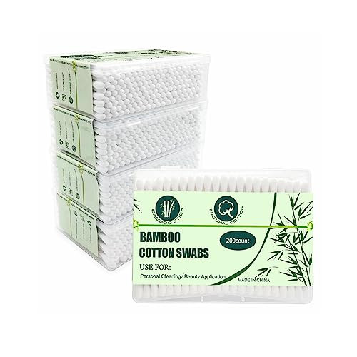 1000pcs Bamboo Cotton Swabs Double Round Cotton Buds with Wooden5 Pack of 200