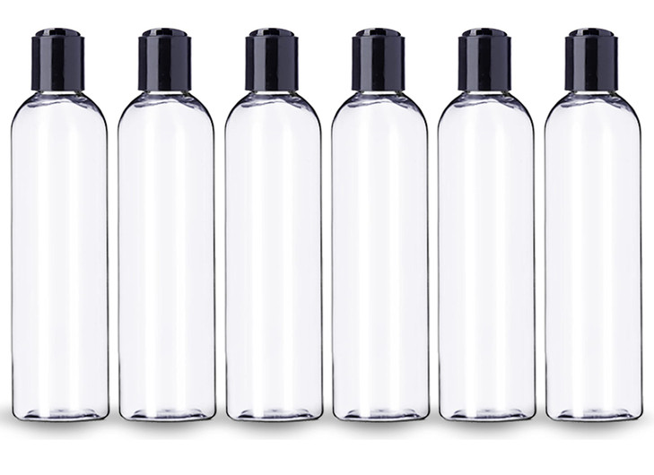 ljdeals 8 oz Clear Plastic Empty Bottles with Black Disc Top Caps Refillable Containers for Shampoo Lotions Cream and Mo