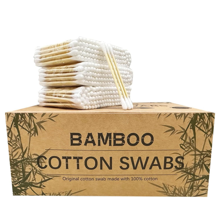 Cotton Swabs with Wooden SticksDouble Tipped Natural Bamboo Cotton Buds 900pcs