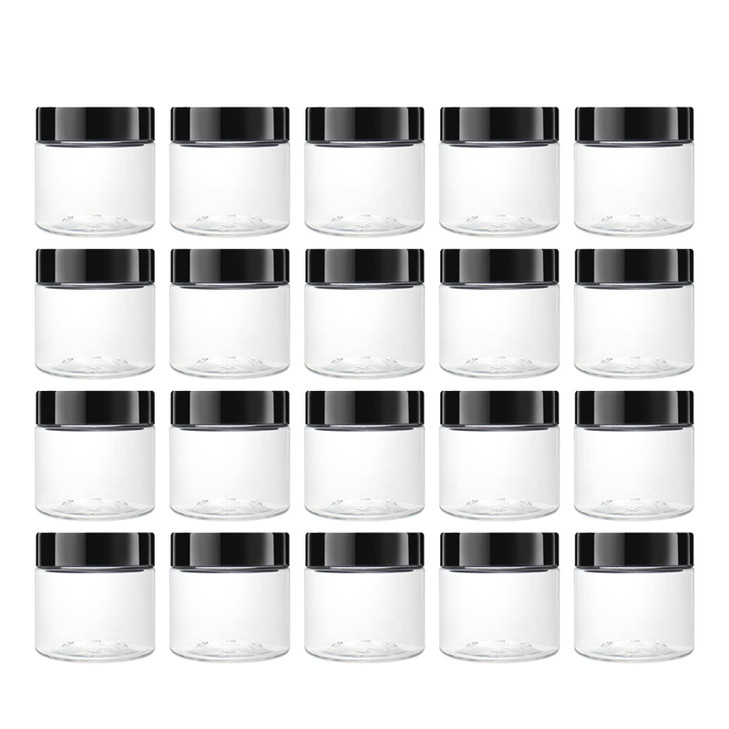 zmybcpack 20 pack 2 OZ Round Clear Plastic Slime Jars With Lids PET Containers Storage Jars Travel Jars For Cosmetic Mak
