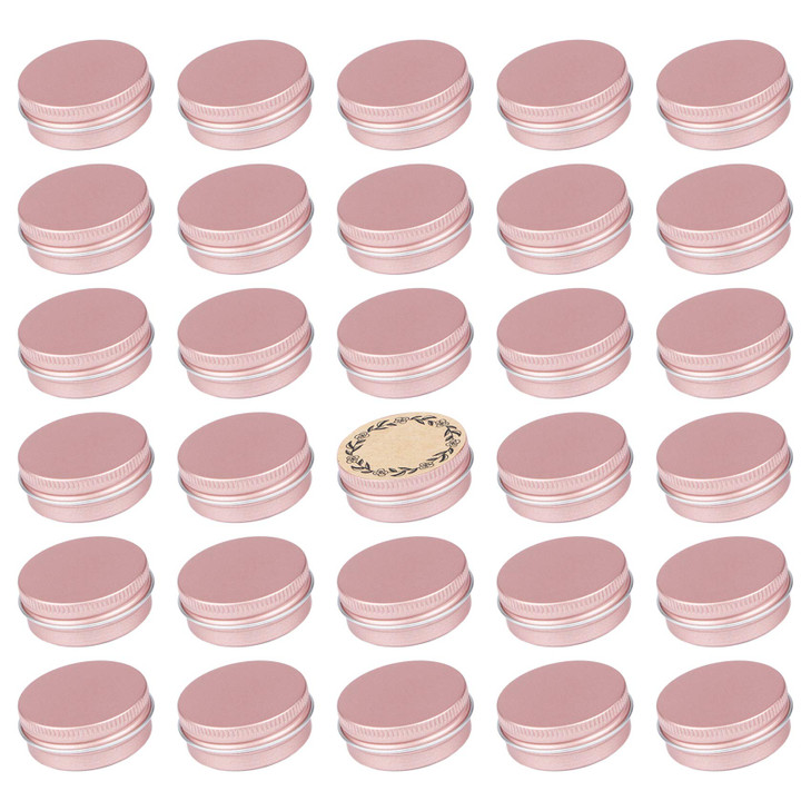 05 oz Screw Top Aluminum Tin Jar with Screw Lid and Blank Labels Rose Gold Pack of 32