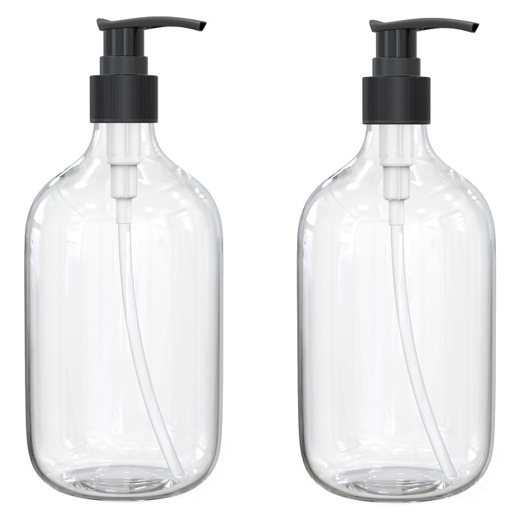 10 Ounce Clear Plastic Pump Bottle Dispenser Refillable Empty Bottle Container with Pump for Essential Oil Soap Lotion S