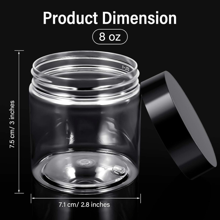 24 Pieces Empty Clear Plastic Jars with Lids Round Storage Containers WideMouth for Beauty Product Cosmetic Cream Lotion