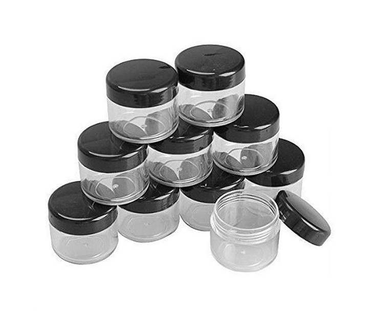 12PCS 15 Gram 15ml 05oz Refillable Black Plastic Screw Cap Lid with Clear Base Empty Plastic Container Jars for Nail Pow