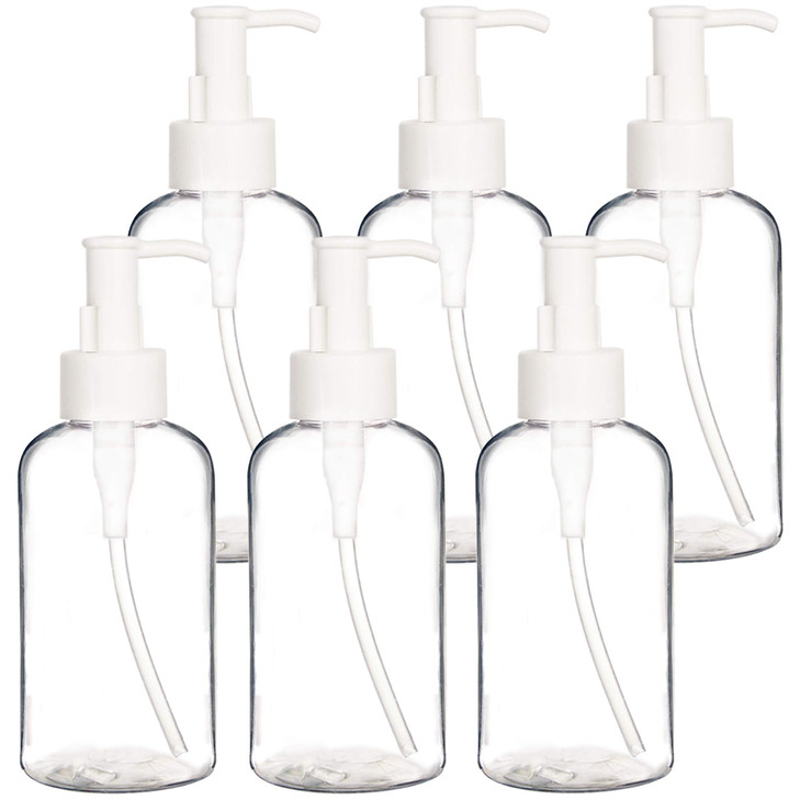 Youngever 6 Pack Plastic Pump Bottles 8 Ounce Refillable Plastic Pump Bottles with Travel Lock Clear