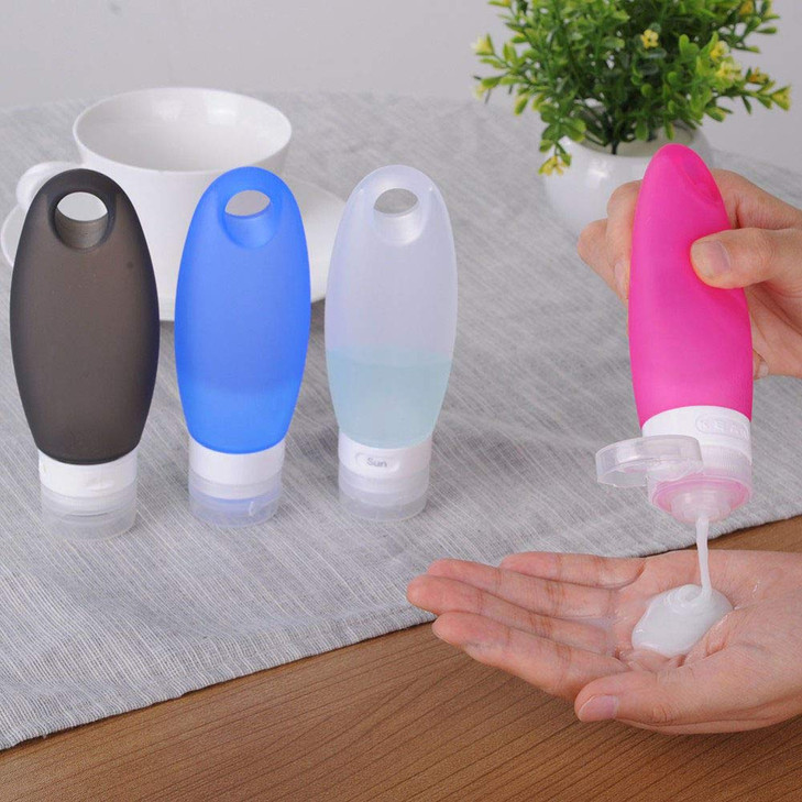 Fullplus Portable Silicone Squeezable Bottles Refillable Cosmetic Gym Containers Travel TSA Approved Tube Set with Showe