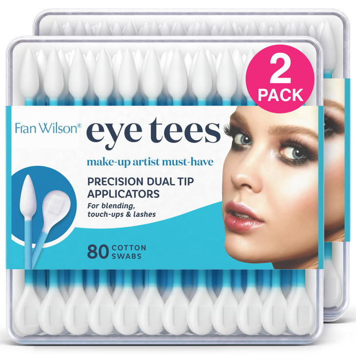 Fran Wilson EYE TEES COTTON TIPS 80 Count 2 PACK Precision Makeup Applicator Doublesided Swabs with Pointed and Rounded