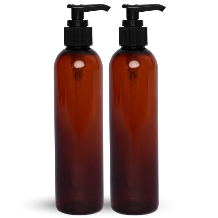 BRIGHTFROM Lotion Pump Bottles Empty 8 OZ BPAFree Refillable Plastic Containers Amber with Black Dispenser for Soap Sham